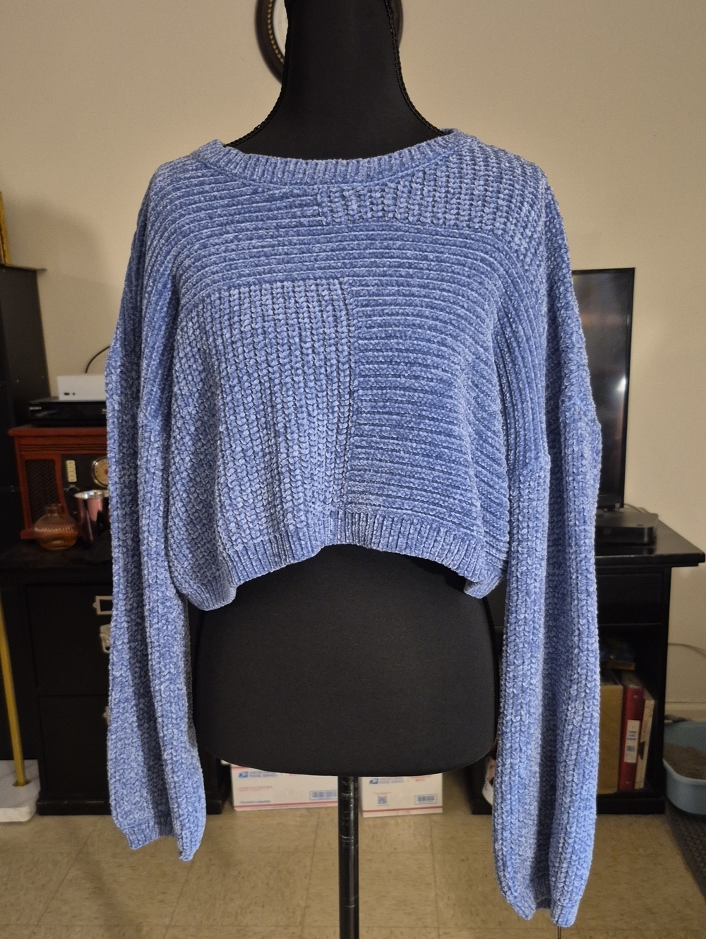 Vakko Light Blue Chunky Crewneck Sweater